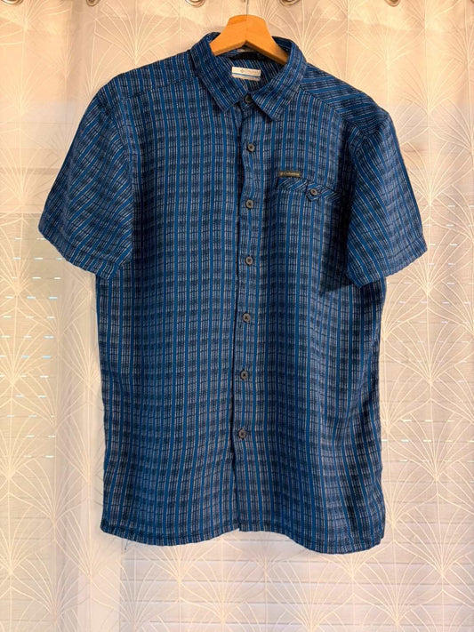 Chemise Columbia S/P Manches Courtes | Rayures Modernes | Bleu, Noir, Blanc