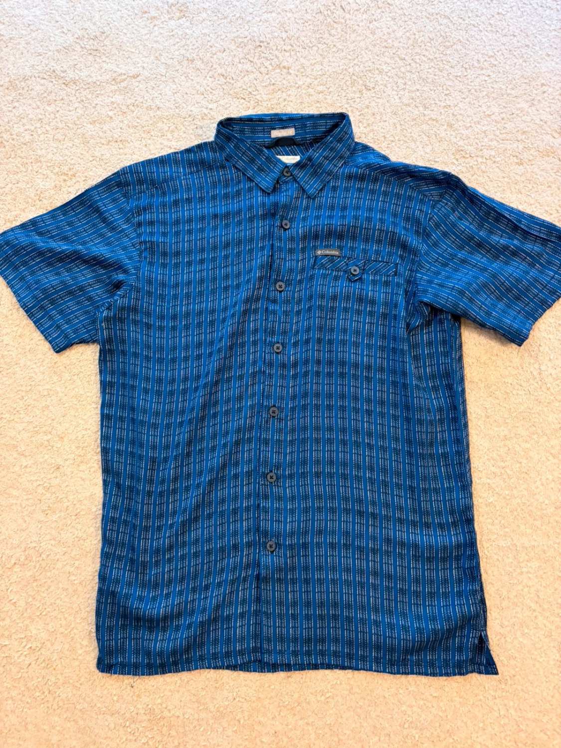 Chemise Columbia S/P Manches Courtes | Rayures Modernes | Bleu, Noir, Blanc