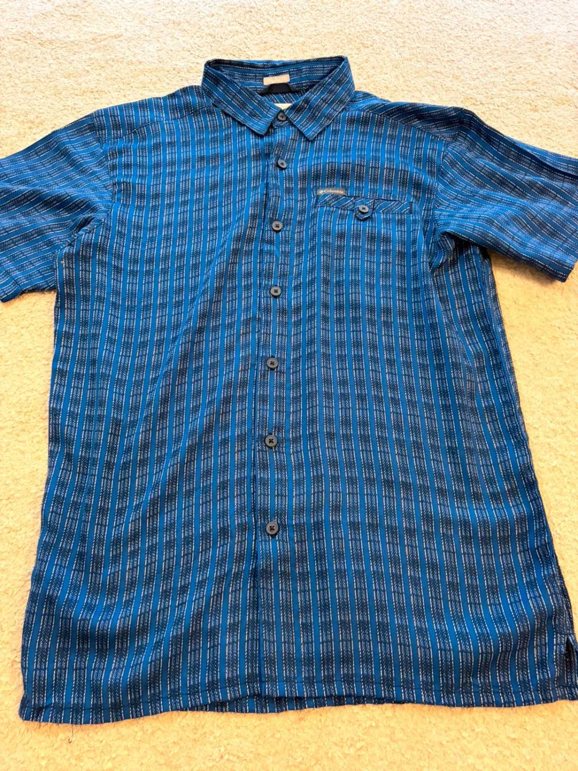 Chemise Columbia S/P Manches Courtes | Rayures Modernes | Bleu, Noir, Blanc