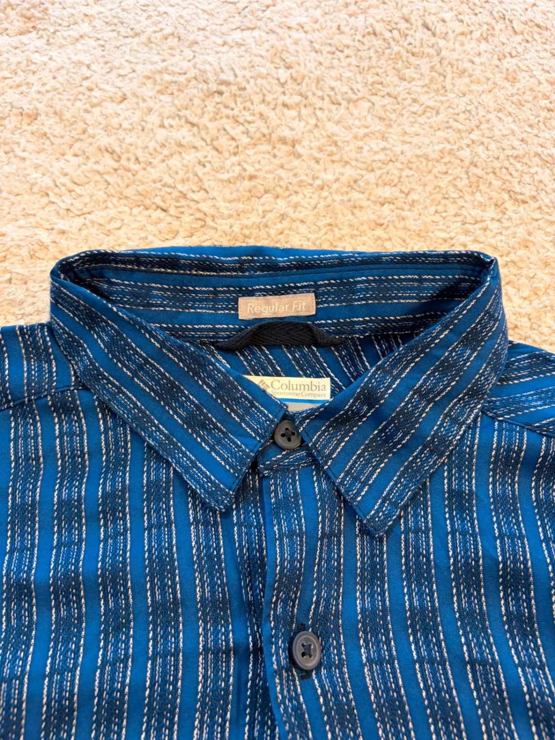 Chemise Columbia S/P Manches Courtes | Rayures Modernes | Bleu, Noir, Blanc