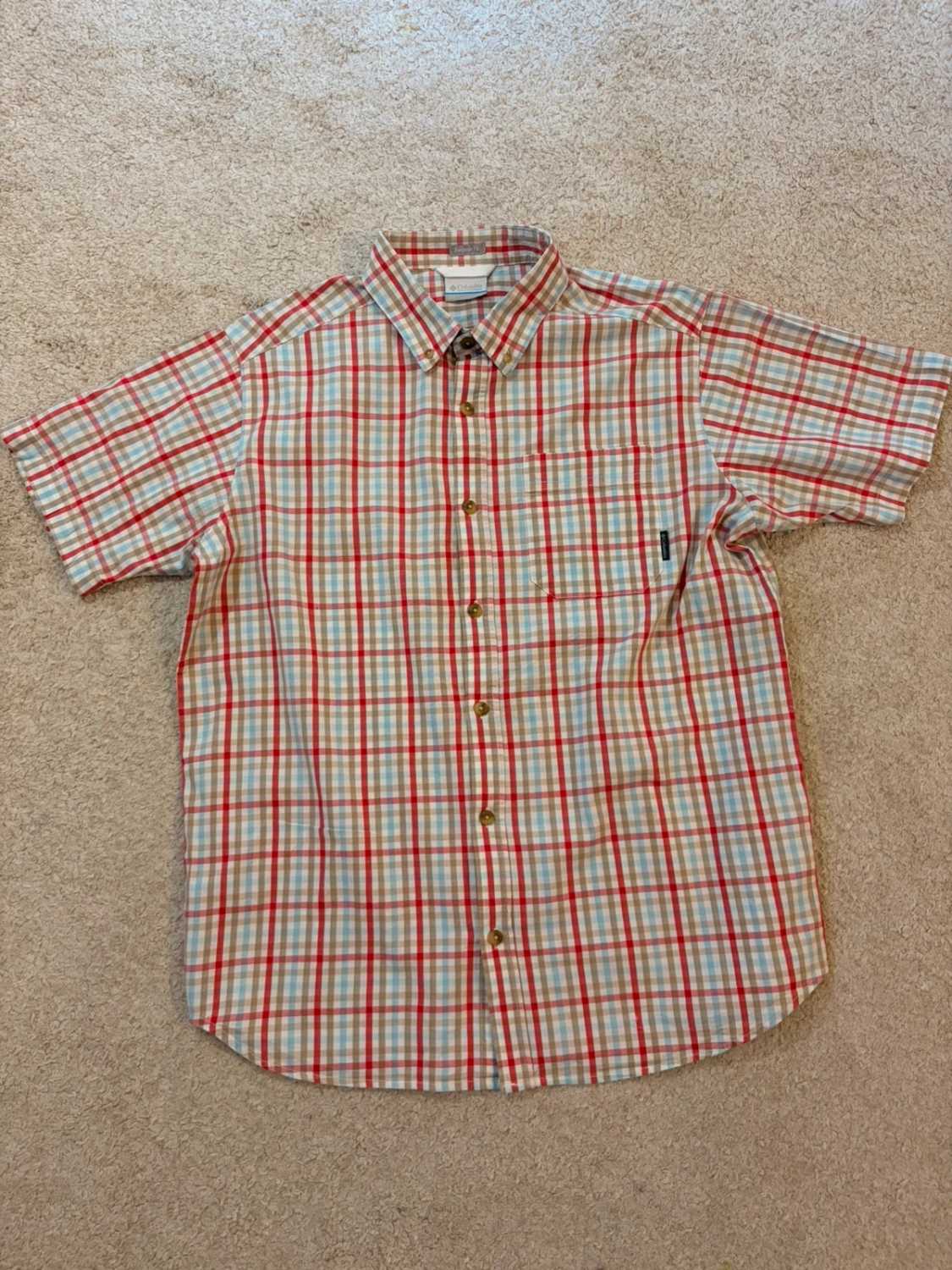 Chemise Columbia M Manches Courtes | Carreaux Multi-Couleurs 🎨 | Coton Stretch | Casual & Fun