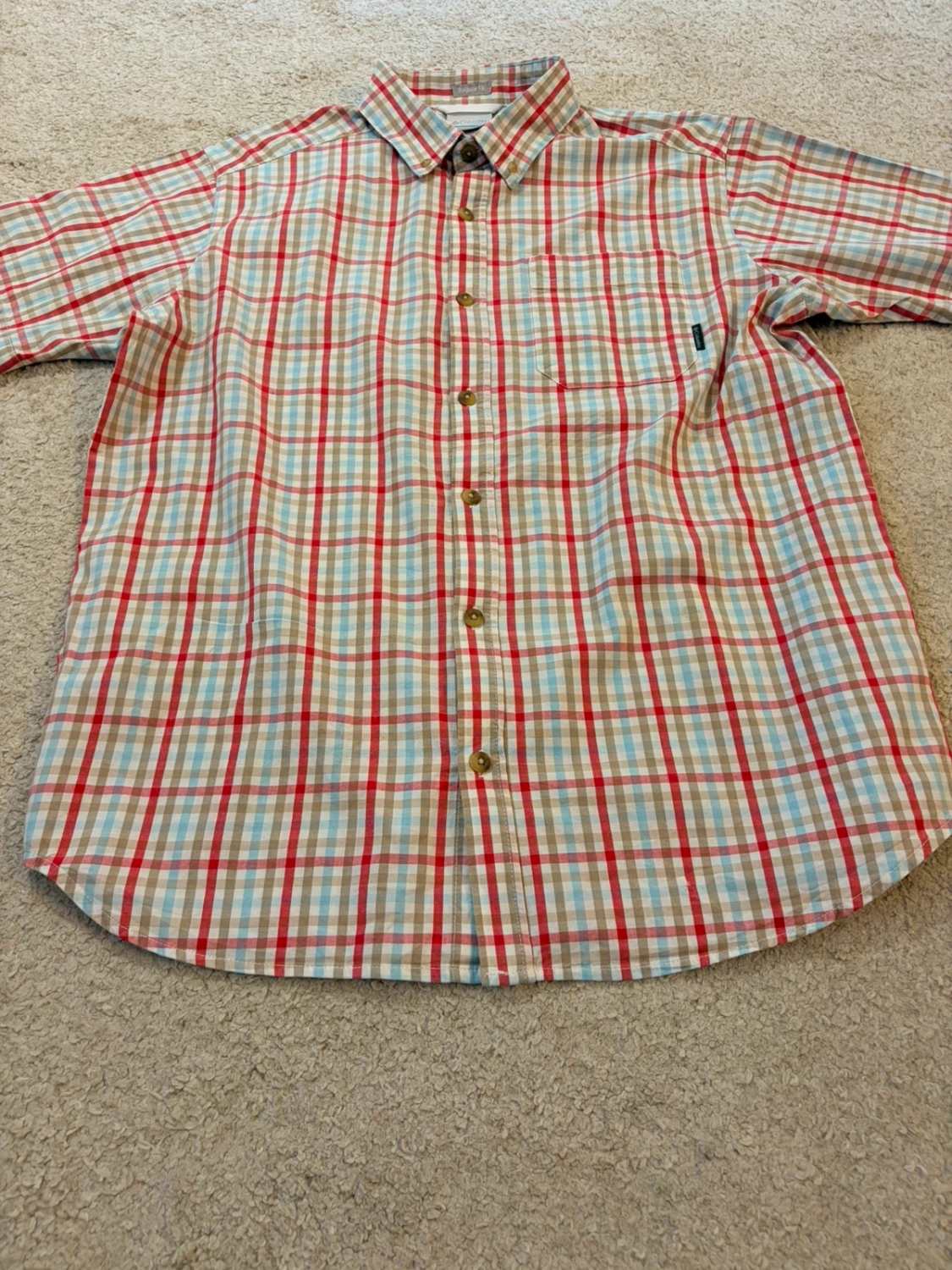 Chemise Columbia M Manches Courtes | Carreaux Multi-Couleurs 🎨 | Coton Stretch | Casual & Fun
