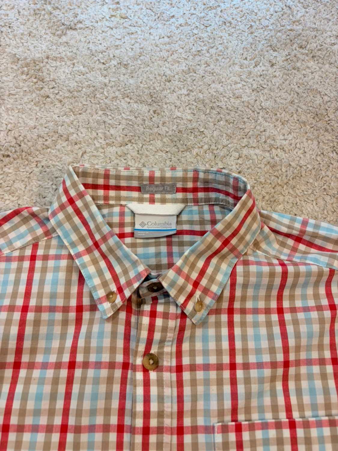 Chemise Columbia M Manches Courtes | Carreaux Multi-Couleurs 🎨 | Coton Stretch | Casual & Fun