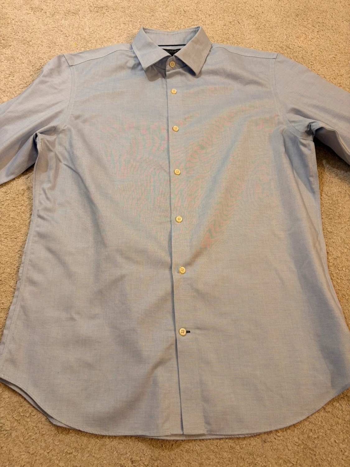 Camisa Banana Republic L | Sem Ferro | Slim Fit | Xadrez Azul & Branco | Casual de Negócios