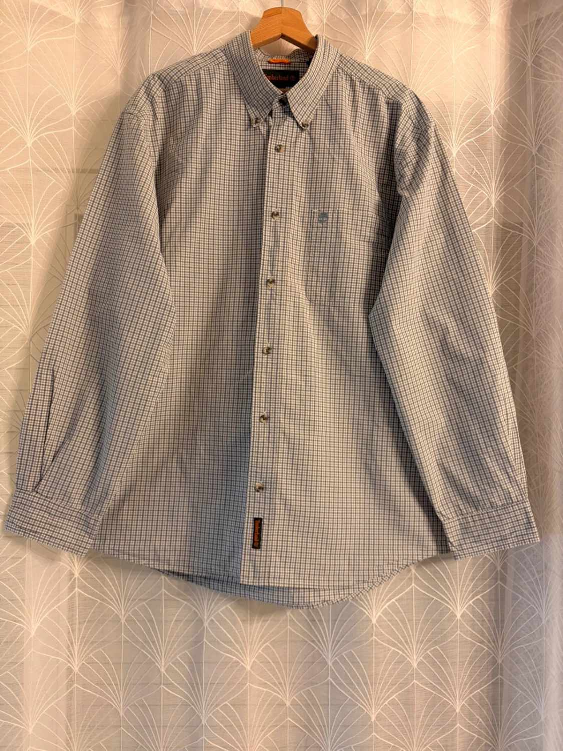 Camicia Timberland Uomo XL| Quadri Grigio & Bianco | Cotone Premium | Stile Casual