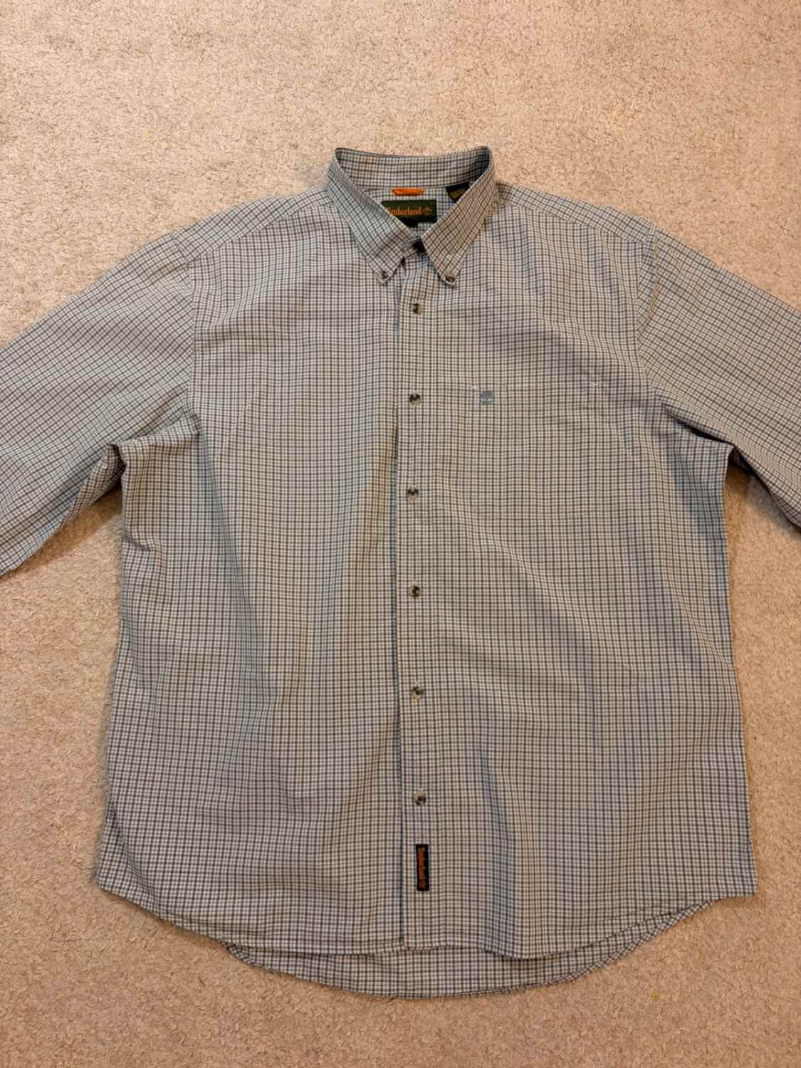 Camicia Timberland Uomo XL| Quadri Grigio & Bianco | Cotone Premium | Stile Casual