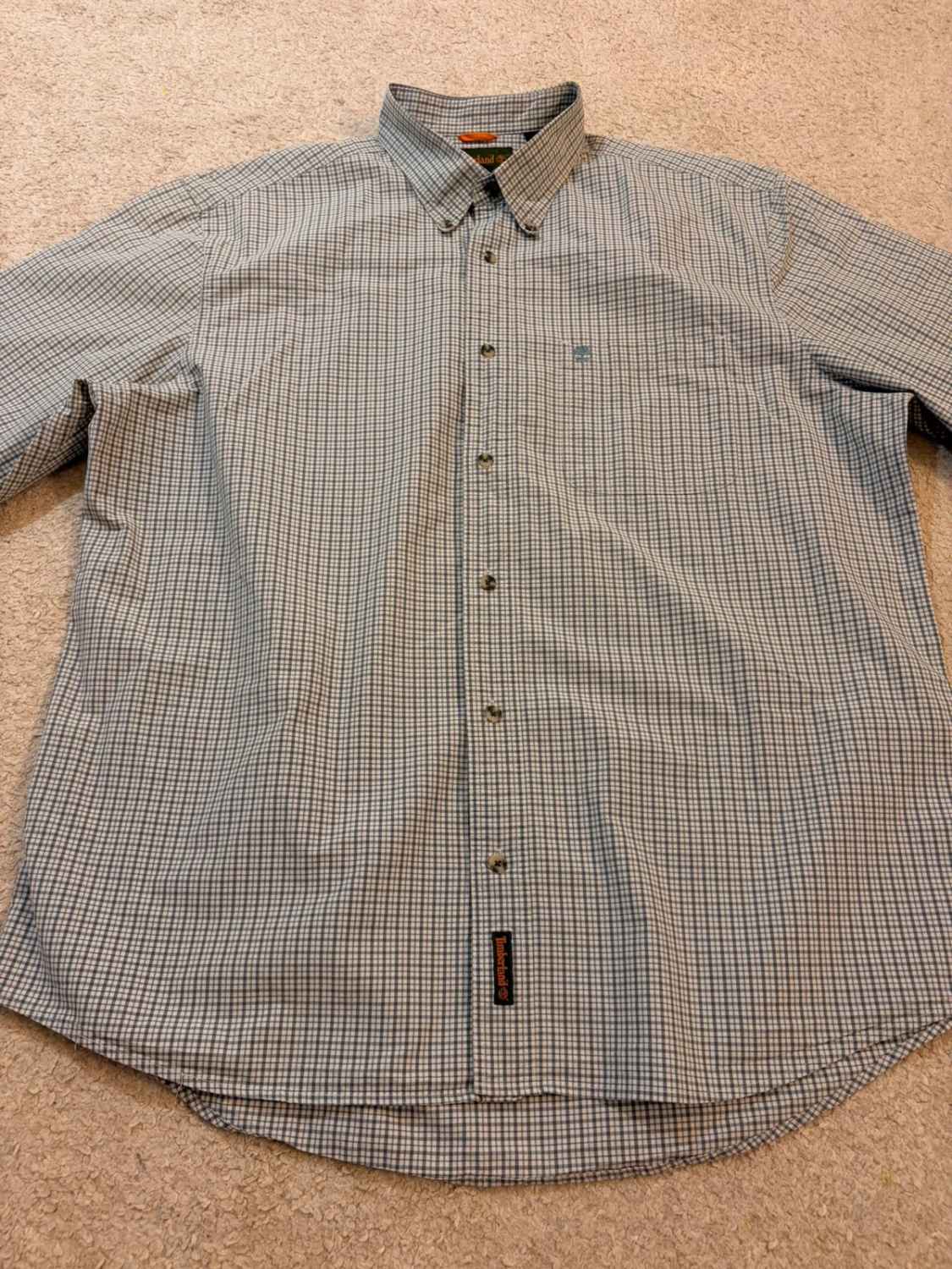 Camicia Timberland Uomo XL| Quadri Grigio & Bianco | Cotone Premium | Stile Casual