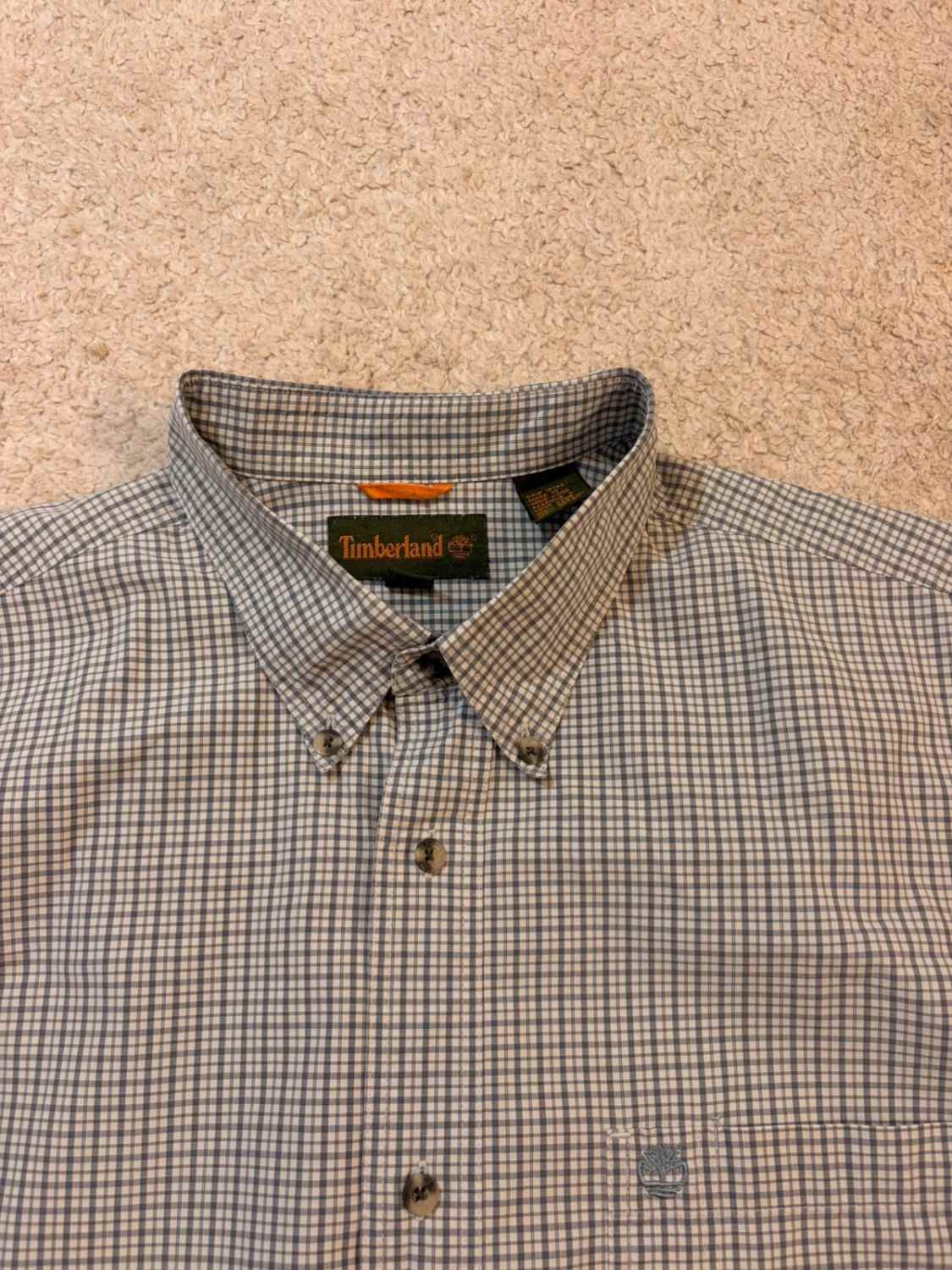Camicia Timberland Uomo XL| Quadri Grigio & Bianco | Cotone Premium | Stile Casual