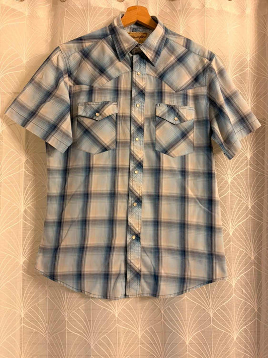 Chemise Wrangler Western Homme M | Manches Courtes | Carreaux Bleu & Marine