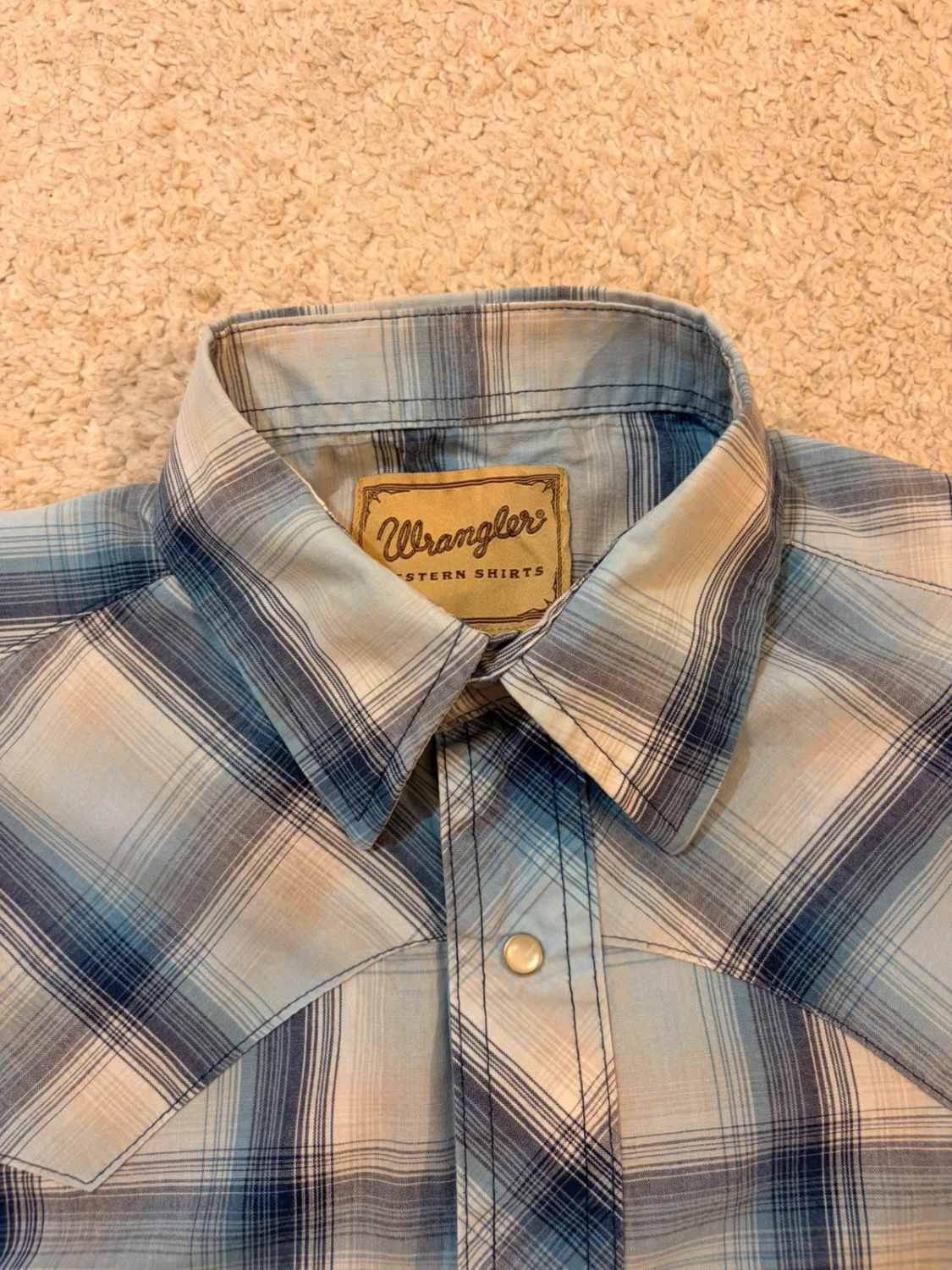 Chemise Wrangler Western Homme M | Manches Courtes | Carreaux Bleu & Marine