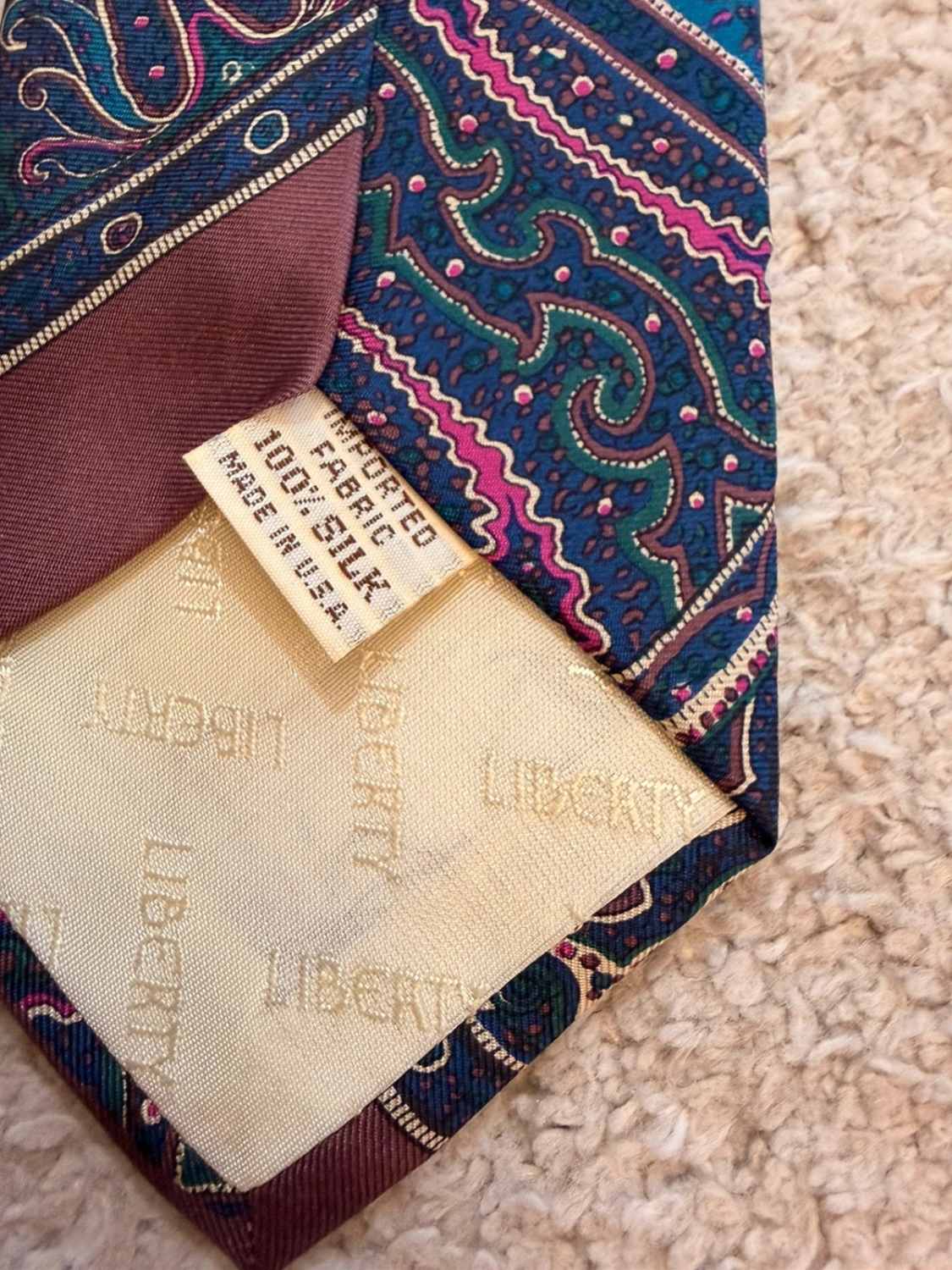 👔 Cravate Liberty - Soie - Marine, Rose & Vert