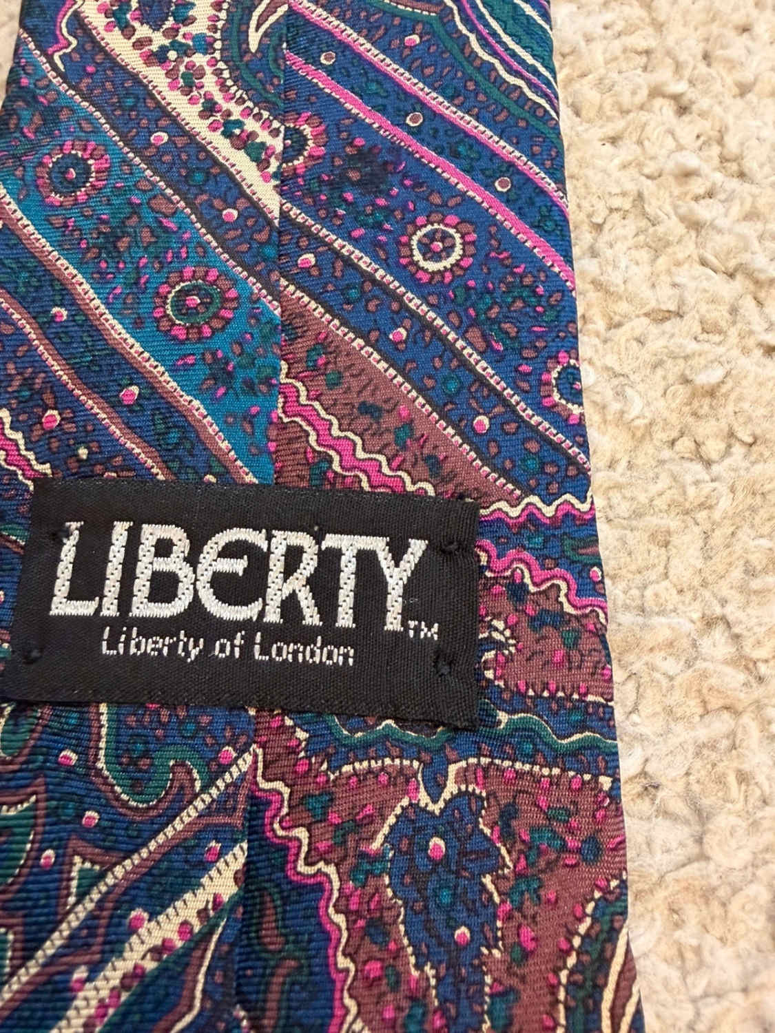 👔 Cravate Liberty - Soie - Marine, Rose & Vert