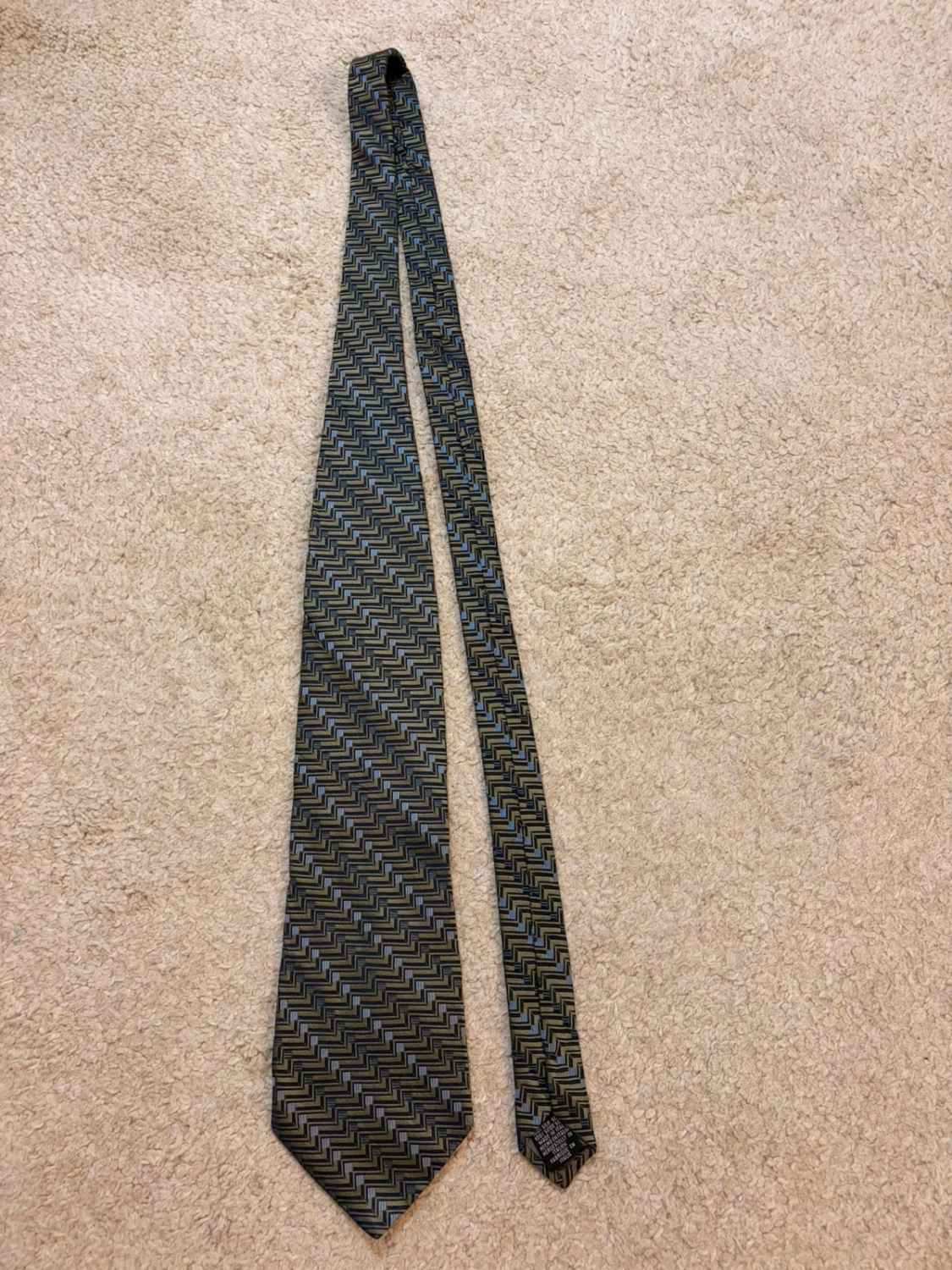 👔 Cravate Van Heusen - Soie - Tons Kaki & Bleu