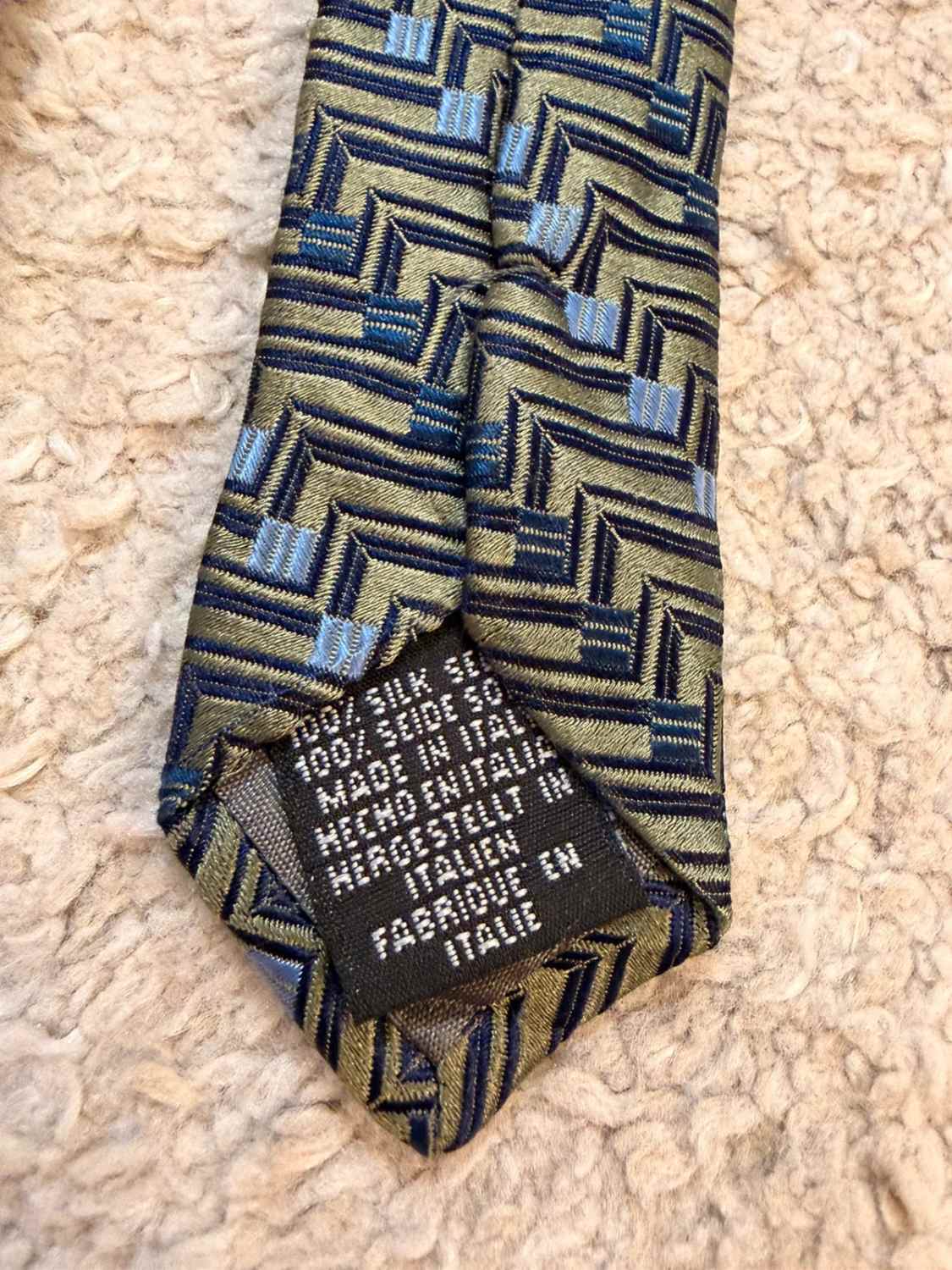 👔 Cravate Van Heusen - Soie - Tons Kaki & Bleu