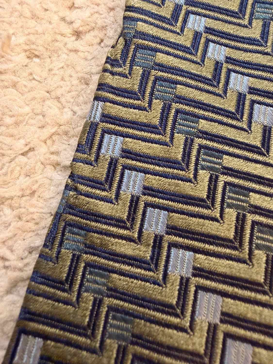 👔 Cravate Van Heusen - Soie - Tons Kaki & Bleu