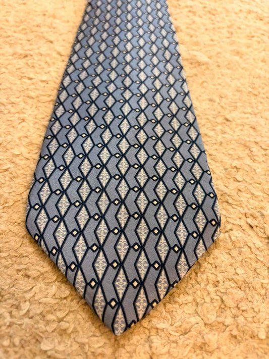 👔 Cravate Zylon Platinum George Machado - Soie - Bleu & Blanc