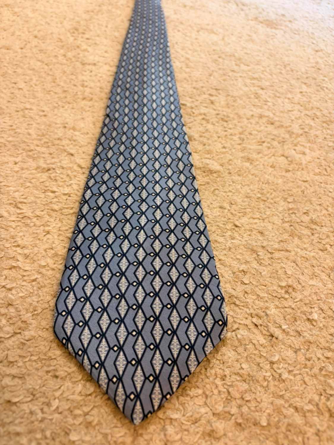 👔 Cravate Zylon Platinum George Machado - Soie - Bleu & Blanc