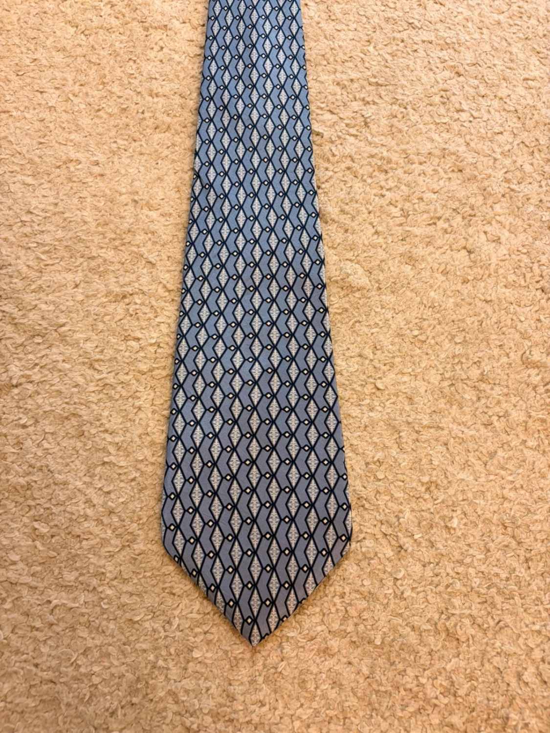 👔 Cravate Zylon Platinum George Machado - Soie - Bleu & Blanc