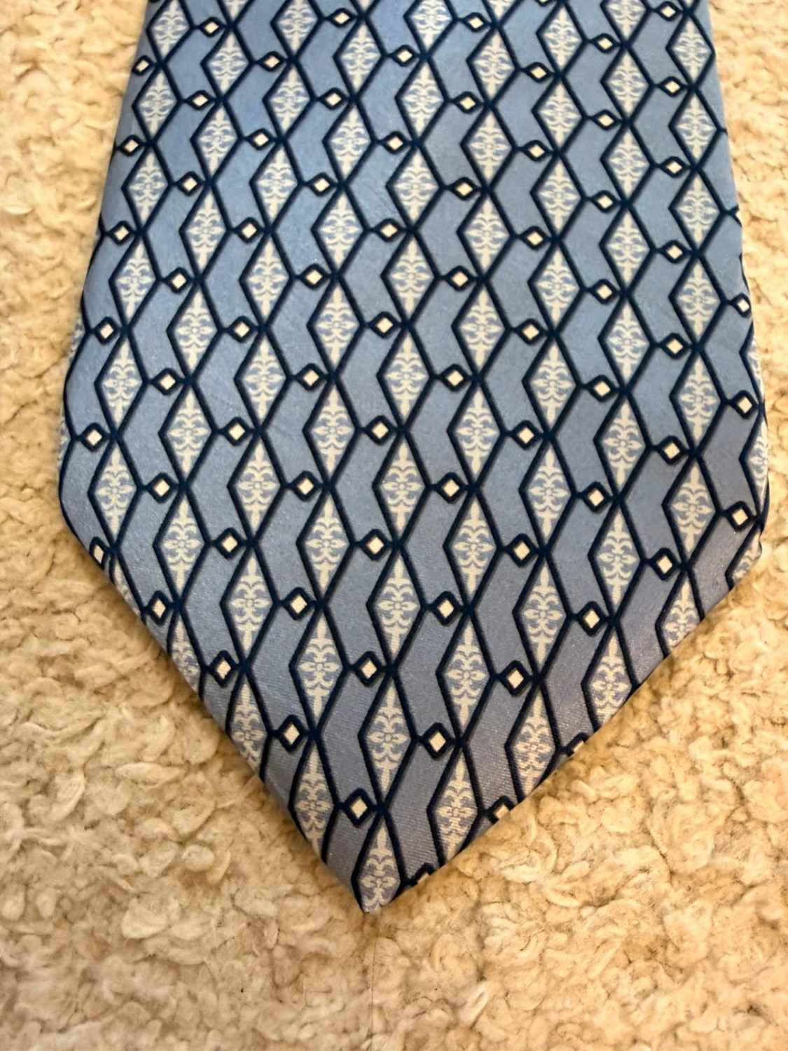 👔 Cravate Zylon Platinum George Machado - Soie - Bleu & Blanc