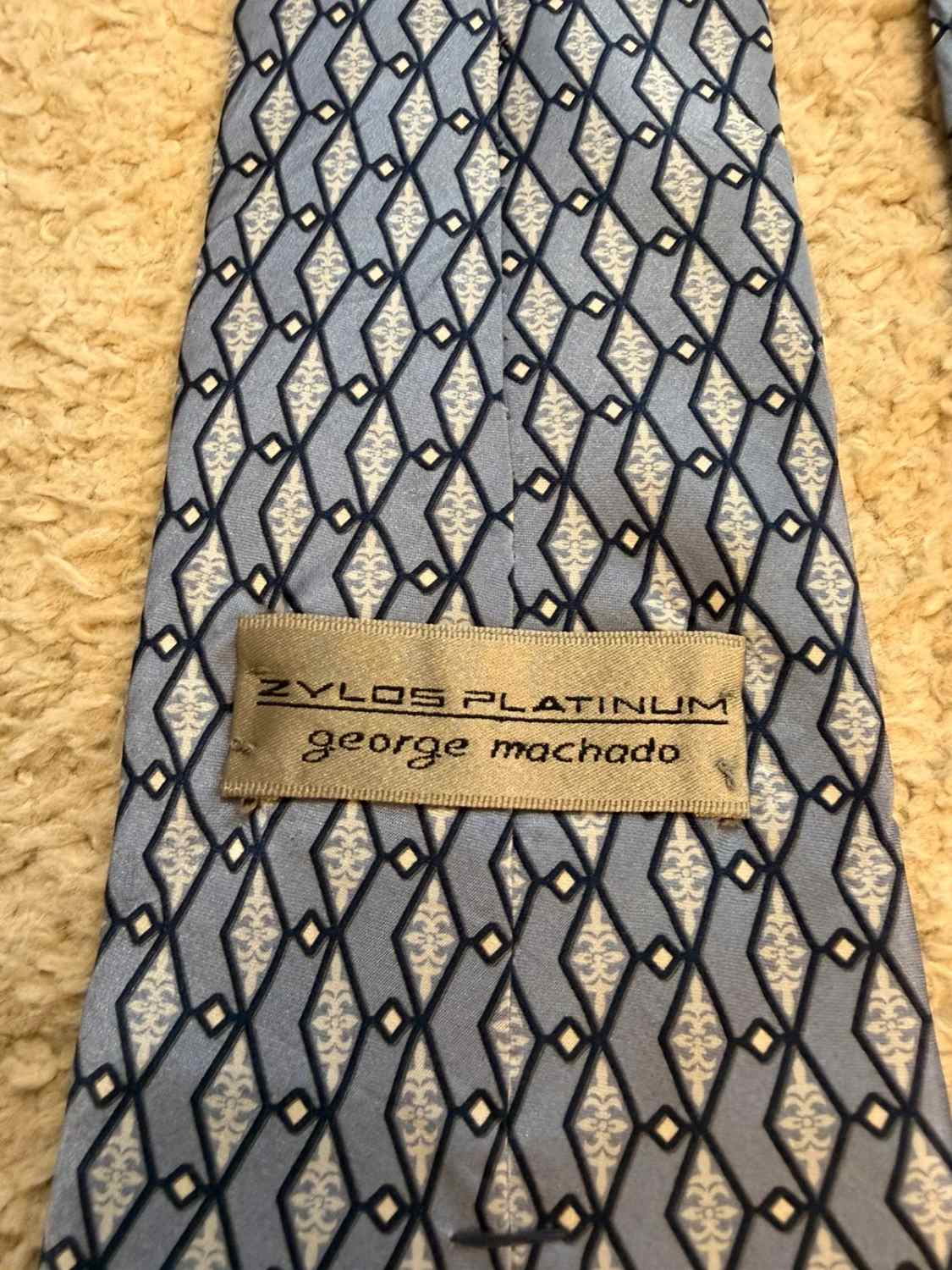 👔 Cravate Zylon Platinum George Machado - Soie - Bleu & Blanc