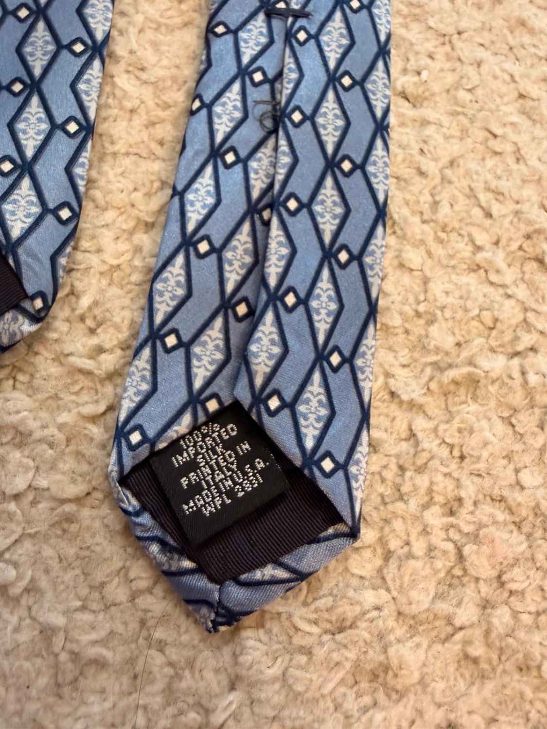 👔 Cravate Zylon Platinum George Machado - Soie - Bleu & Blanc