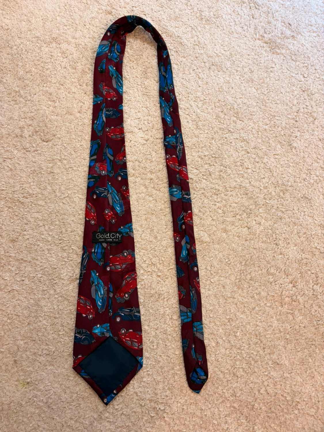 👔 Cravate Gold City - Soie - Motif Voitures
