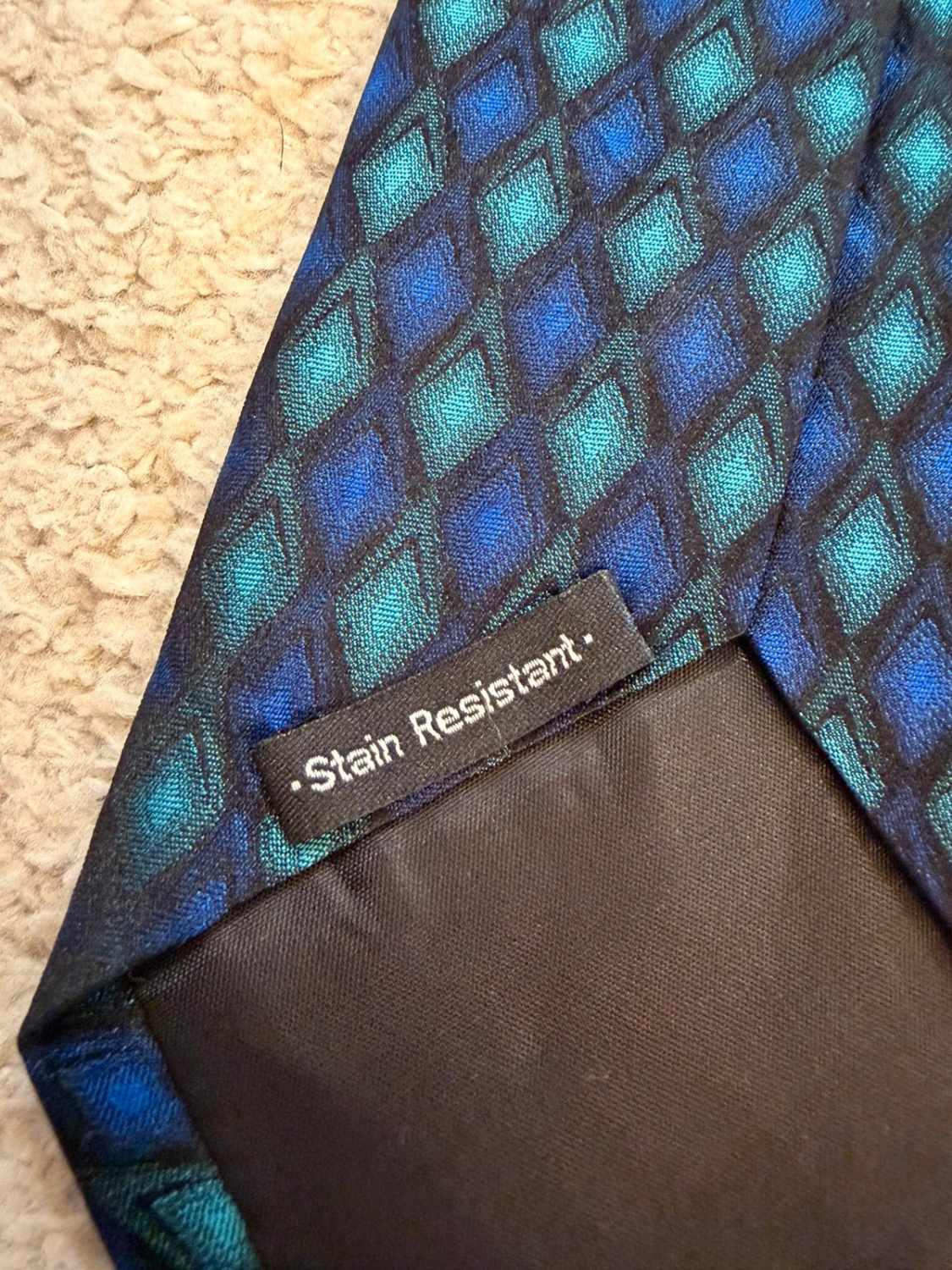👔 Cravate Van Heusen - Soie "Stain Resistant" - Bleu & Vert