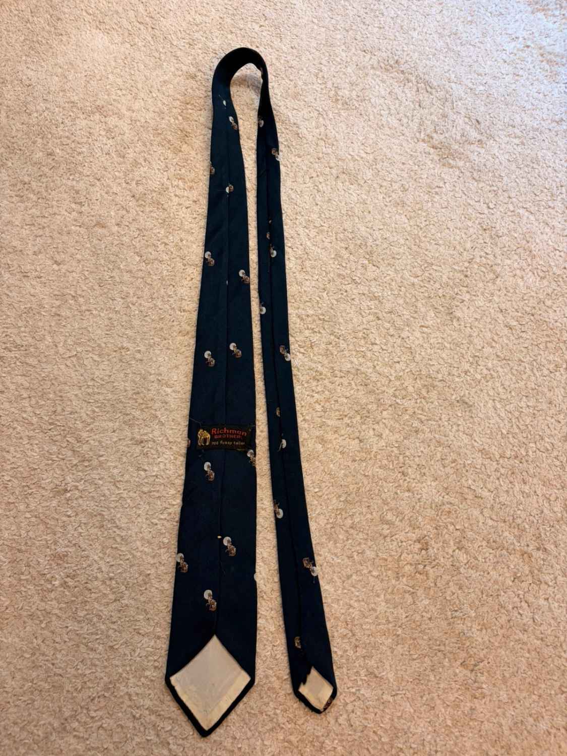 👔 Cravate Richman Brother - Soie - Marine & Blanc