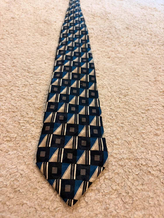 👔 Cravate Botany 500 - Soie - Noir, Bleu & Beige