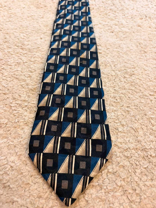 👔 Cravate Botany 500 - Soie - Noir, Bleu & Beige
