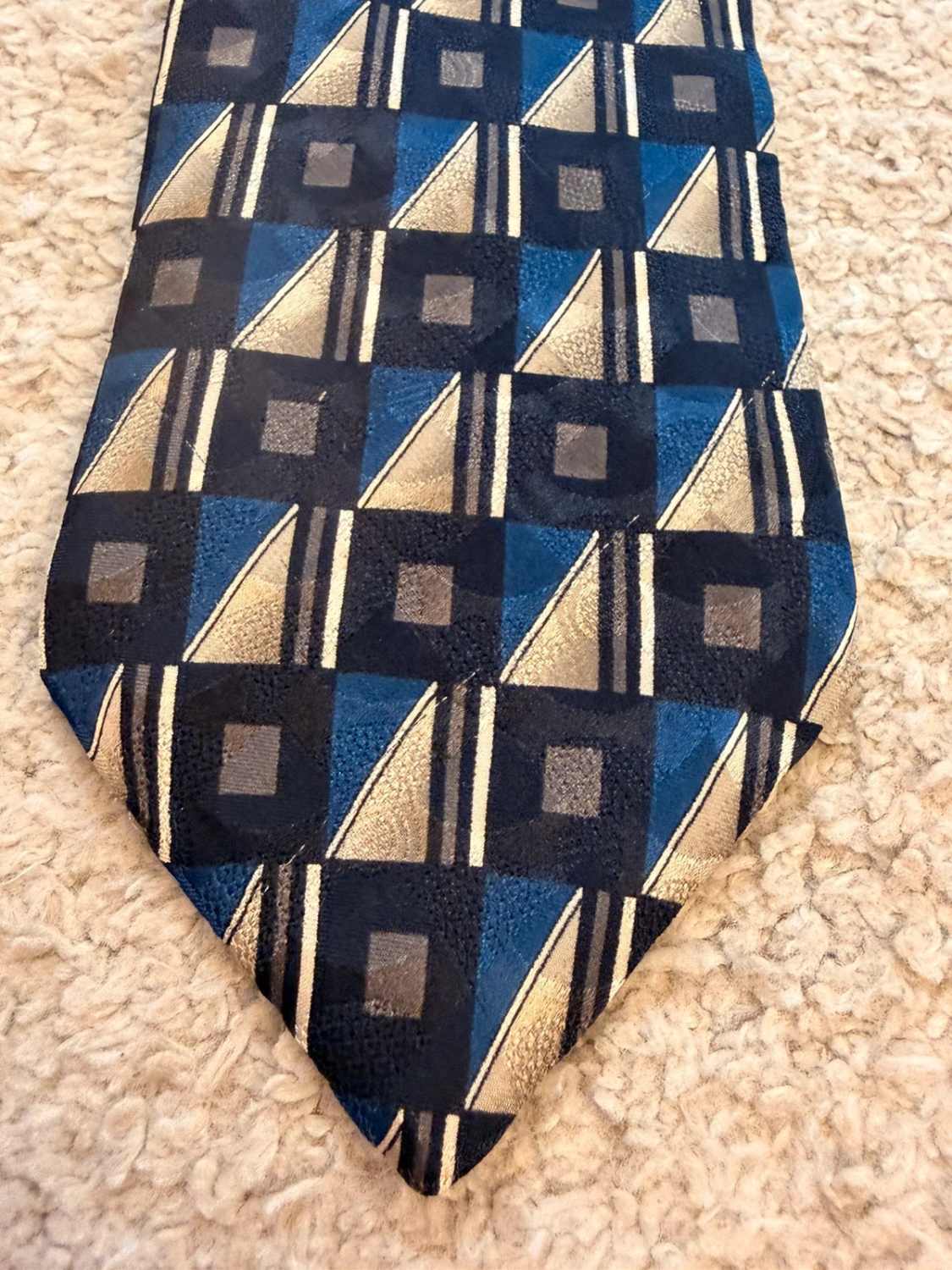 👔 Cravate Botany 500 - Soie - Noir, Bleu & Beige