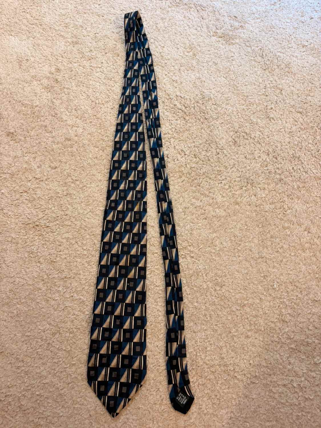 👔 Cravate Botany 500 - Soie - Noir, Bleu & Beige
