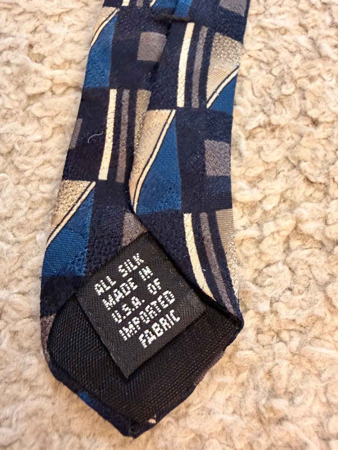 👔 Cravate Botany 500 - Soie - Noir, Bleu & Beige
