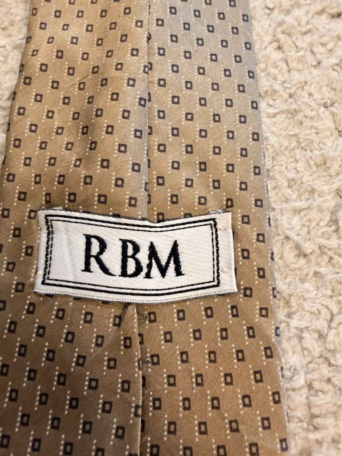 👔 Cravate RBM en Soie - Beige, Noir & Blanc