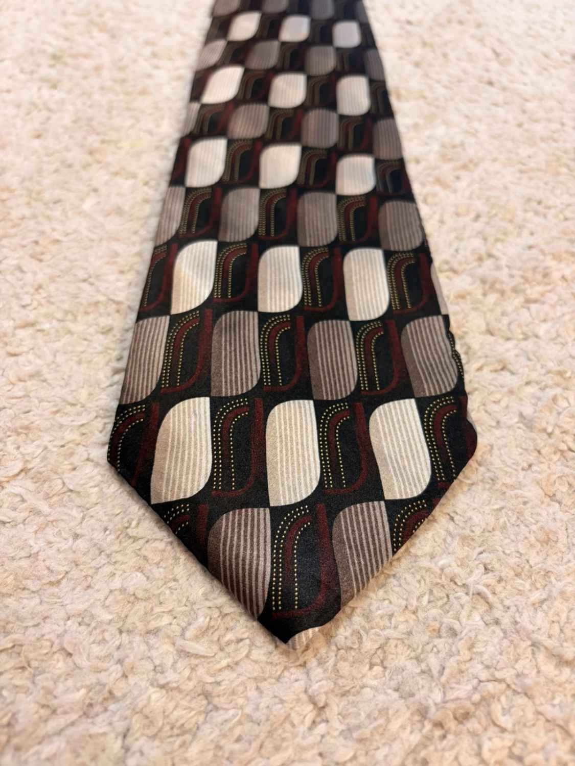 👔 Cravate Croft & Barrow - Soie - Noir, Bordeaux & Beige