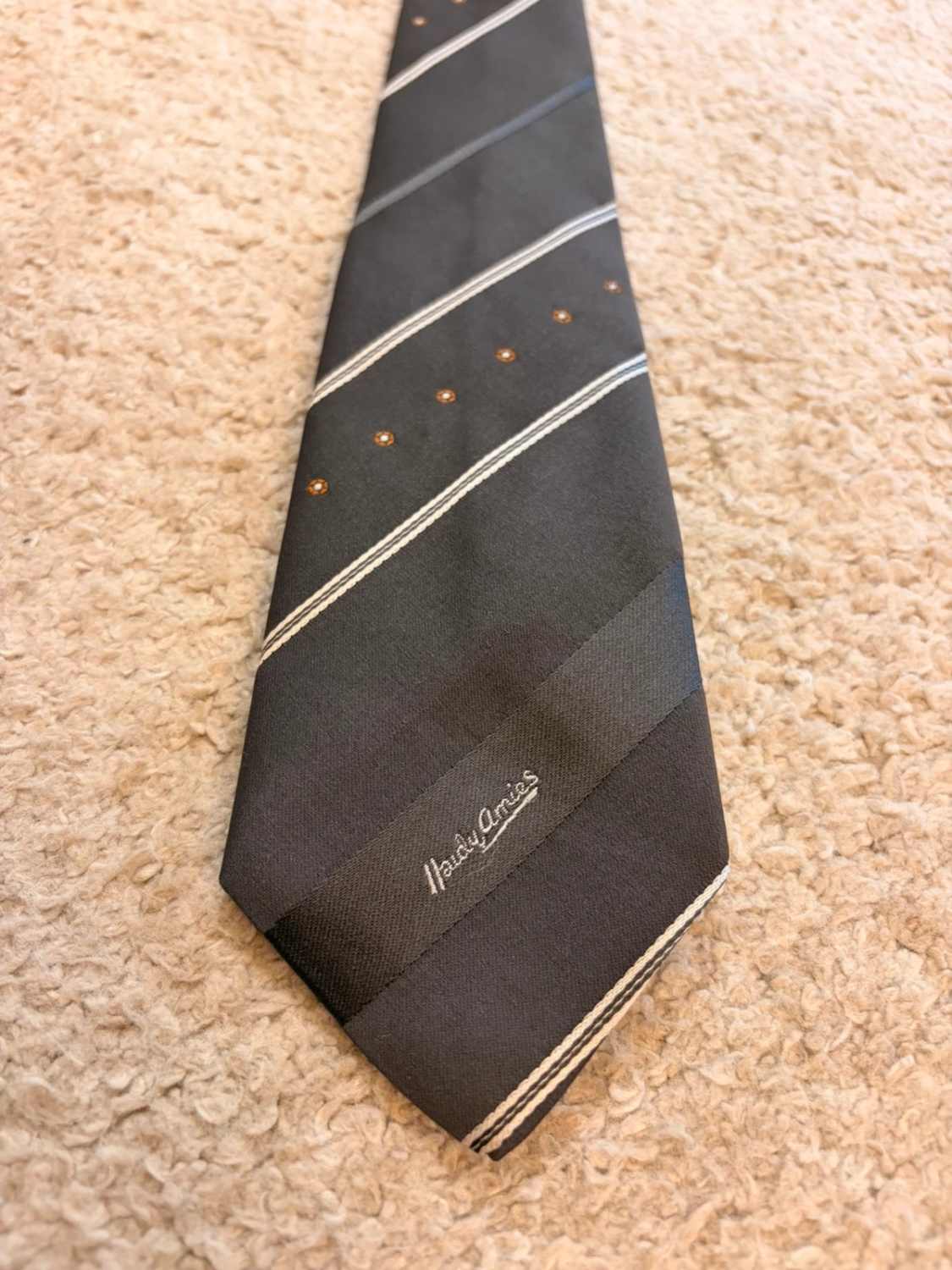 👔 Cravate Rayée Youngs - Gris, Blanc & Marron