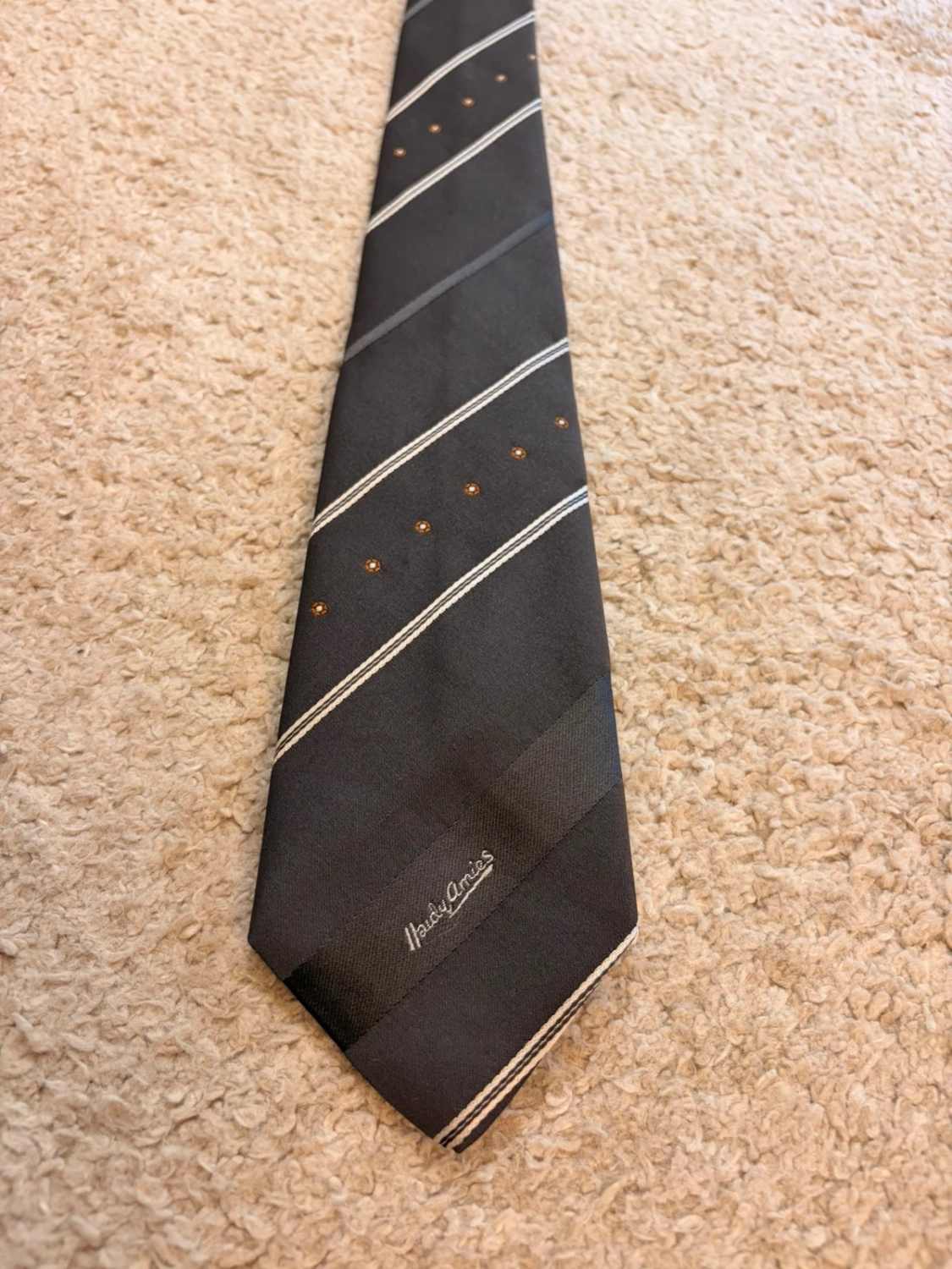 👔 Cravate Rayée Youngs - Gris, Blanc & Marron