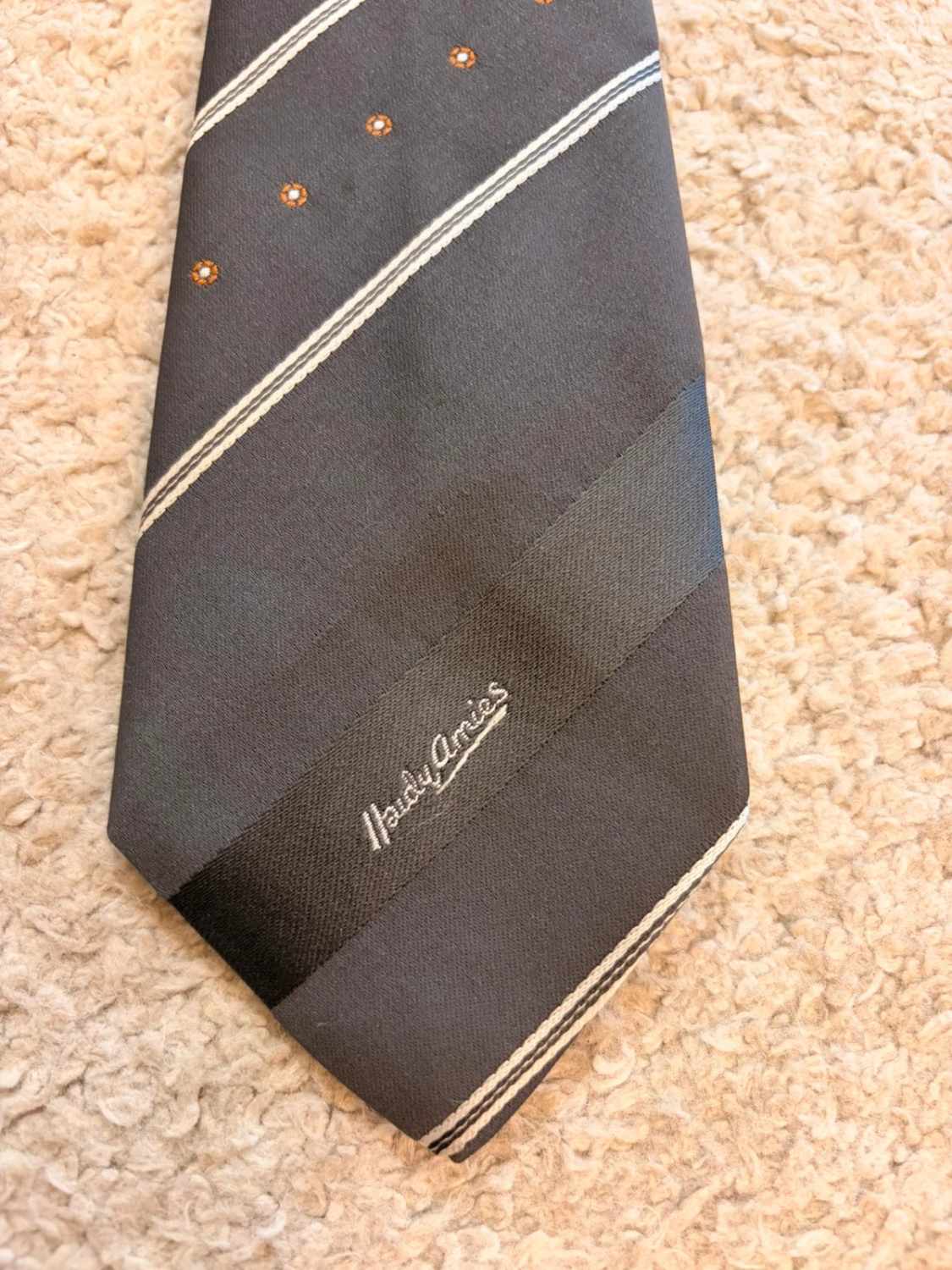 👔 Cravate Rayée Youngs - Gris, Blanc & Marron