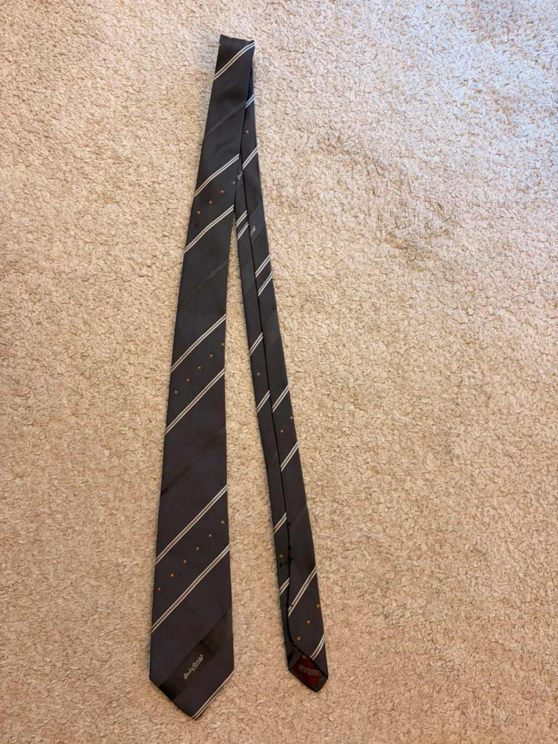 👔 Cravate Rayée Youngs - Gris, Blanc & Marron
