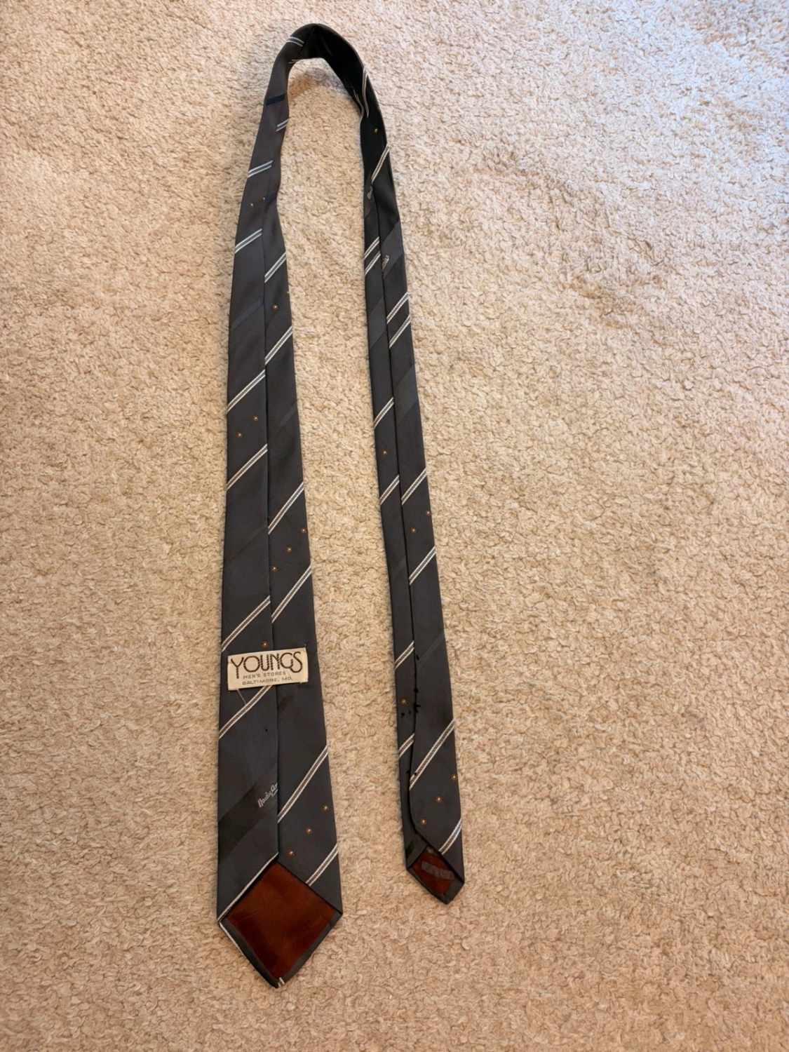 👔 Cravate Rayée Youngs - Gris, Blanc & Marron