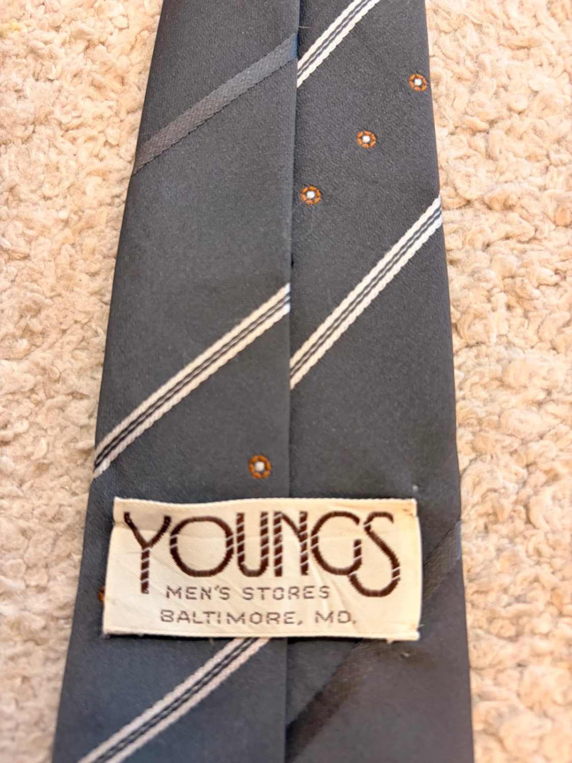 👔 Cravate Rayée Youngs - Gris, Blanc & Marron