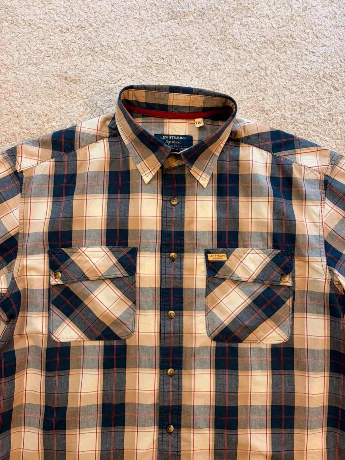 🔴🟤 Chemise Levi's Premium Homme L - Carreaux Marine/Beige/Rouge