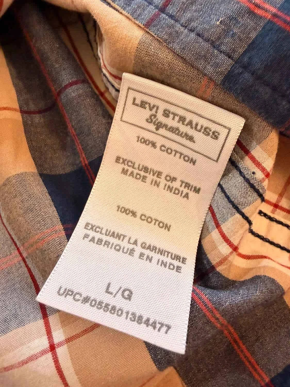 🔴🟤 Chemise Levi's Premium Homme L - Carreaux Marine/Beige/Rouge