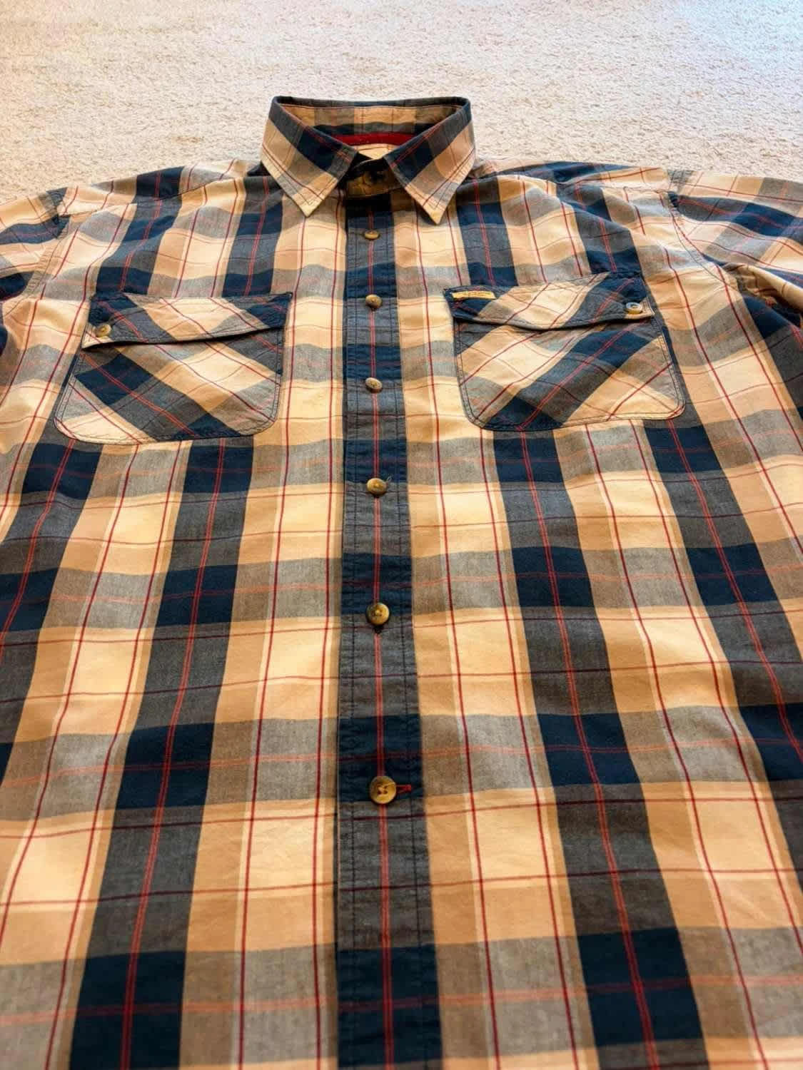 🔴🟤 Chemise Levi's Premium Homme L - Carreaux Marine/Beige/Rouge