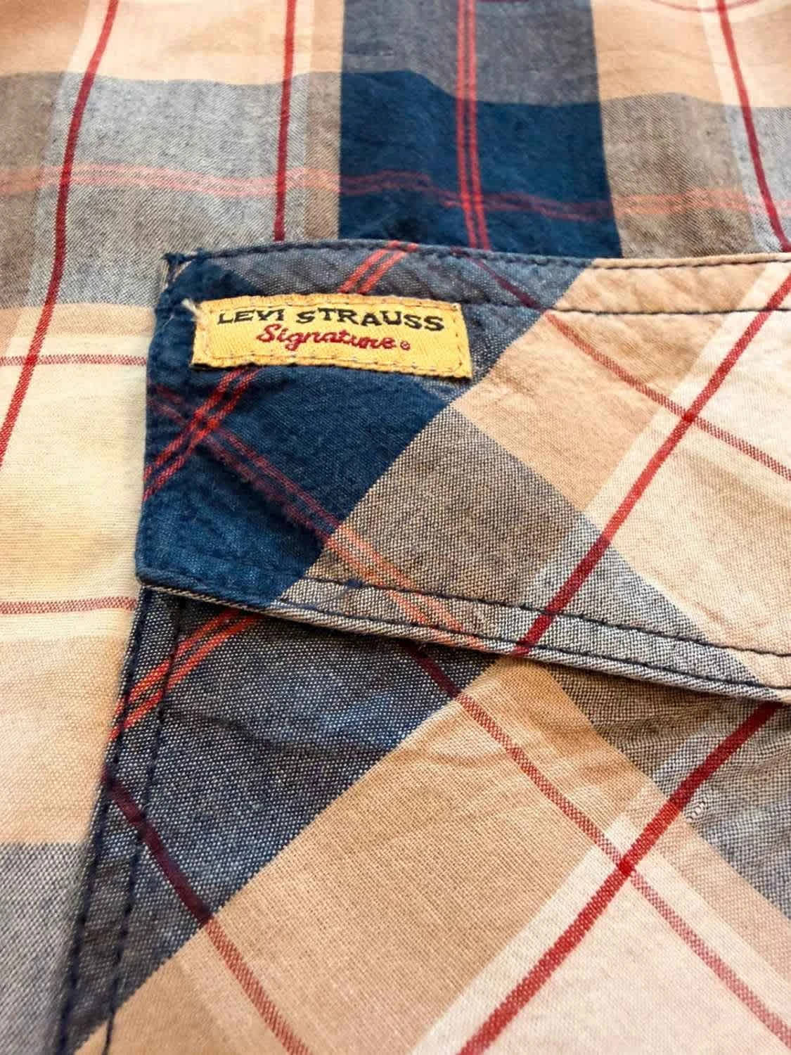 🔴🟤 Chemise Levi's Premium Homme L - Carreaux Marine/Beige/Rouge
