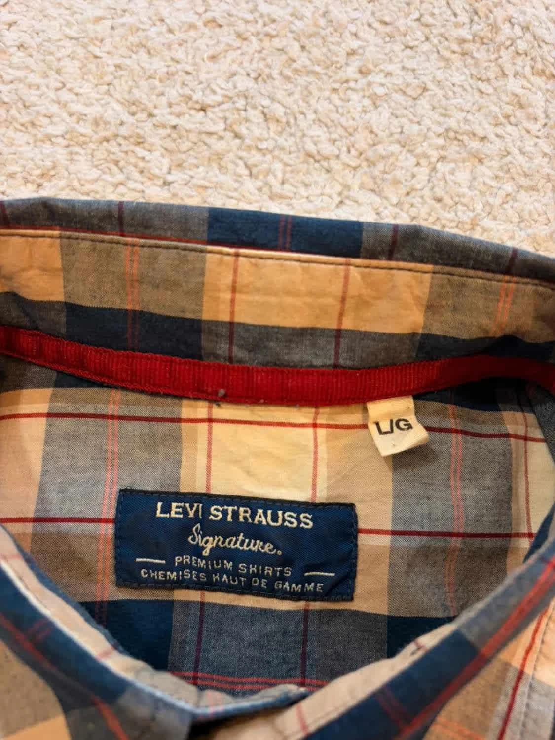 🔴🟤 Chemise Levi's Premium Homme L - Carreaux Marine/Beige/Rouge