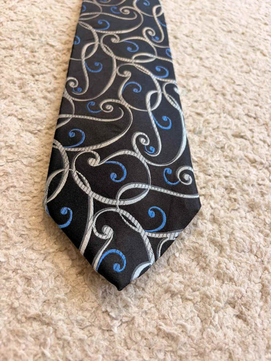 👔 Cravate Van Heusen - Soie - Motif Noir & Bleu