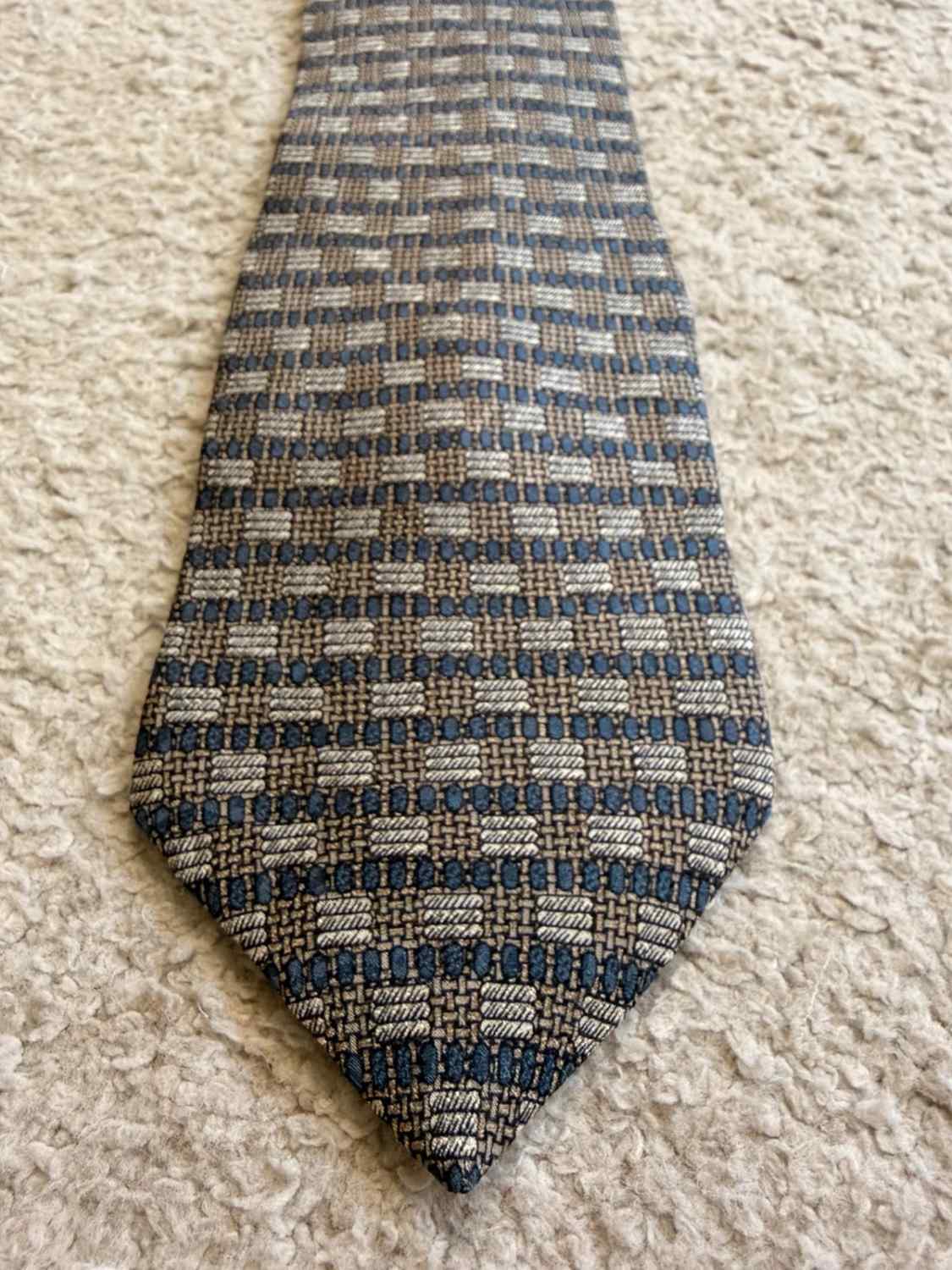 👔 Cravate Elizabeth Nell - Soie - Bleu & Beige