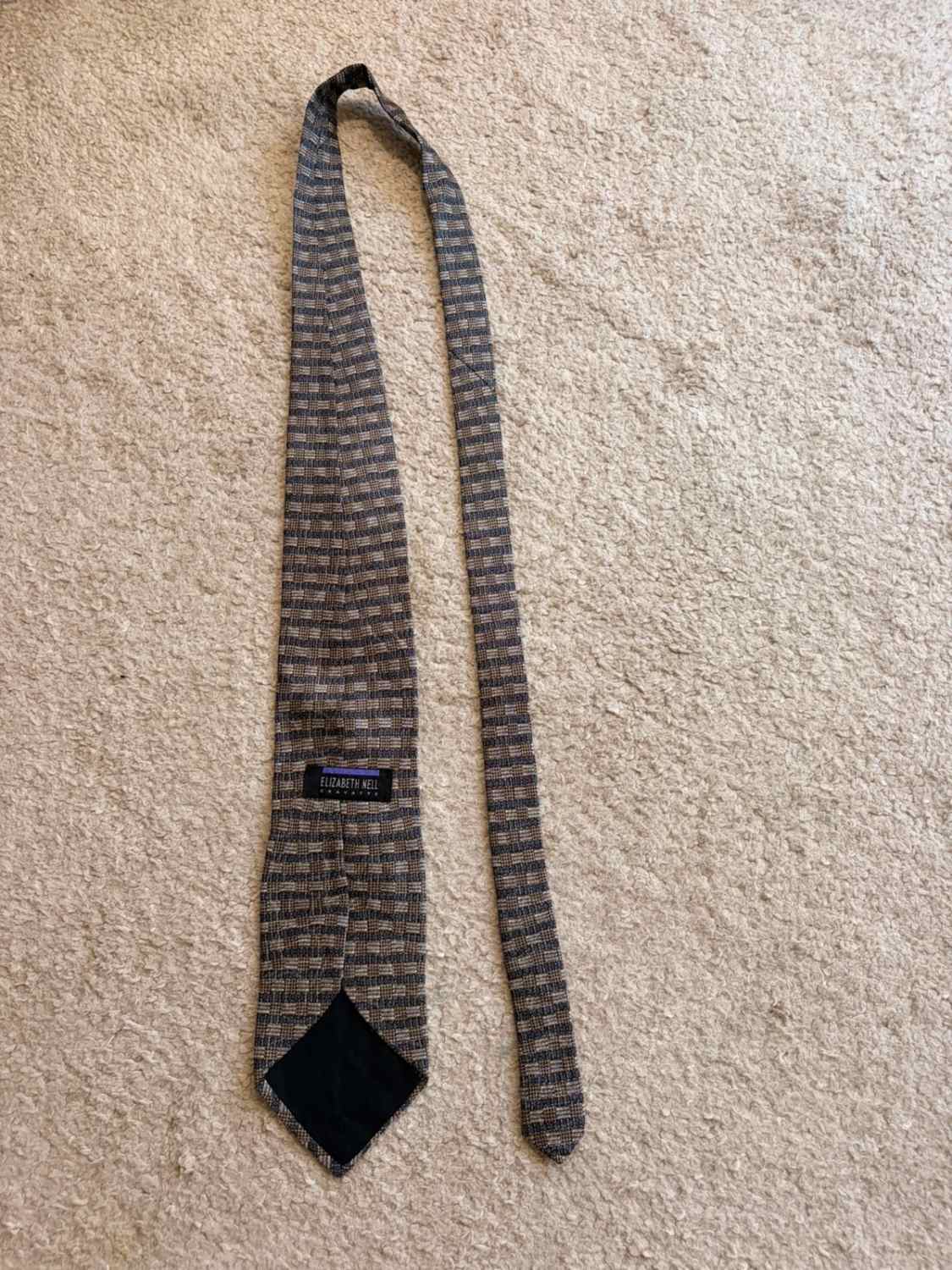 👔 Cravate Elizabeth Nell - Soie - Bleu & Beige