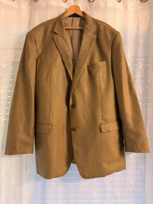 Blazer Chaps 48L/XXL - Cuadros Marrón/Beige - Seda y Lana